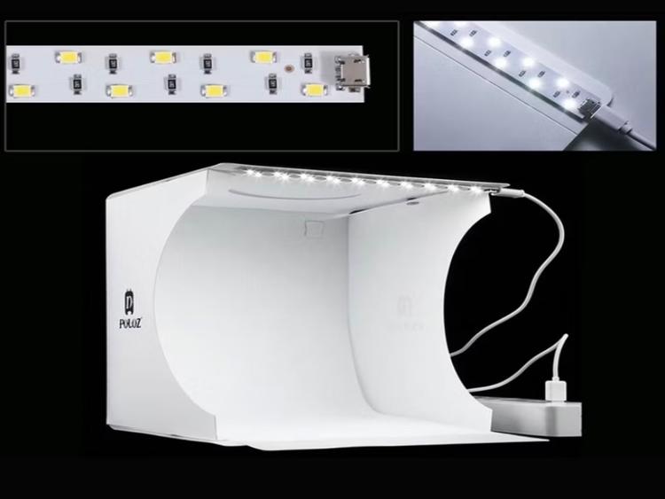 Mini Studio Box Cabine Fotográfico Fotos Dobrável Led 24 x 24